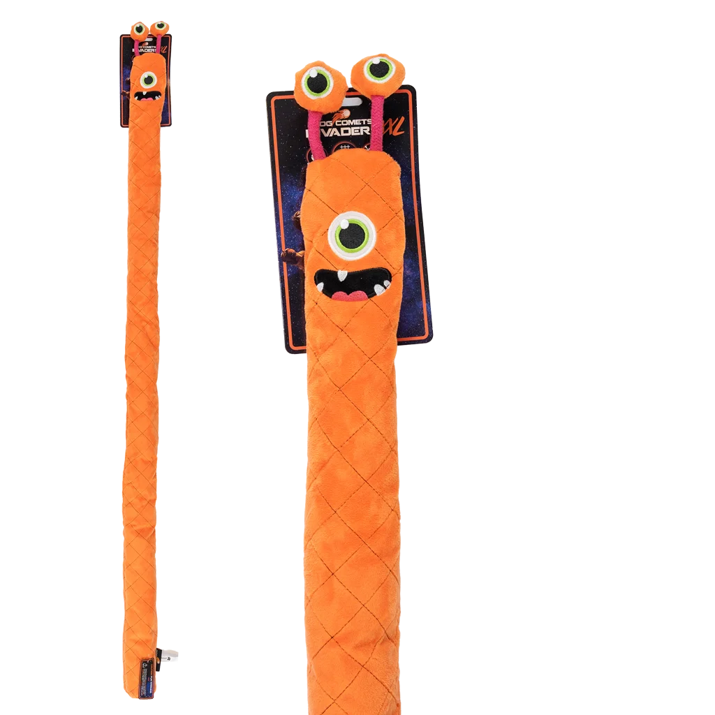 Grande peluche per cani con 3 fischietti, arancione, 150 cm – Dog Comets Invaders XXL - immagine 1