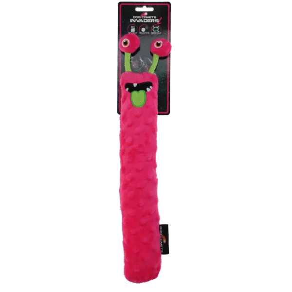 Gioco da riporto per cani in peluche con squeaker, rosa L, 32 cm – Dog Comets Invaders