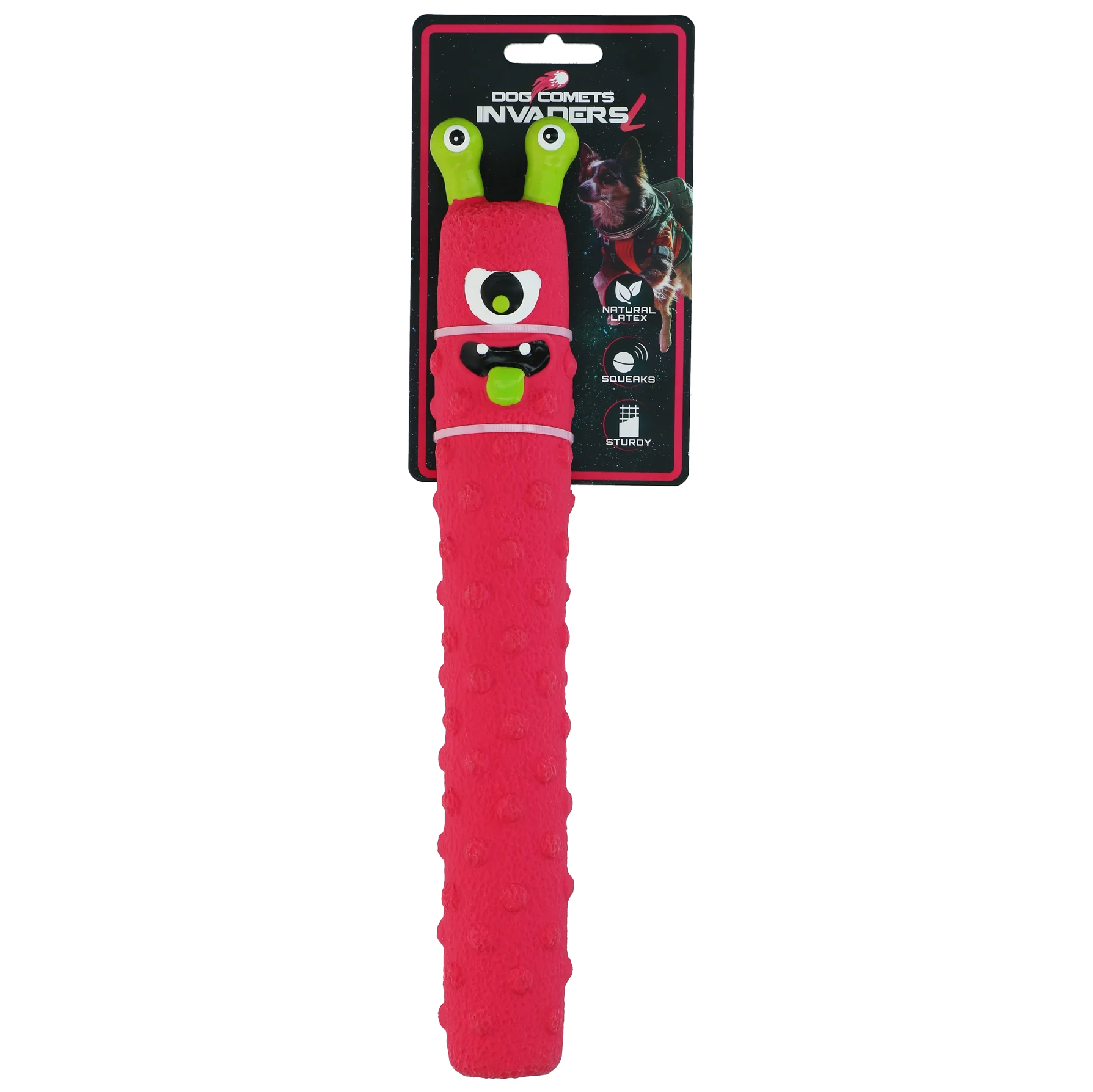 Gioco per cani in lattice con squeaker, rosa L – Dog Comets Latex Invaders - immagine 1