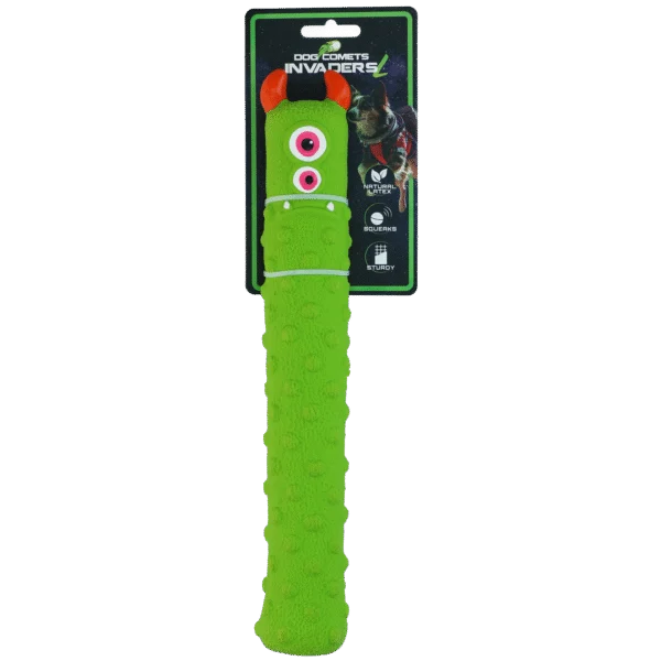 Gioco in lattice per cani con squeaker, verde L – Dog Comets Latex Invaders