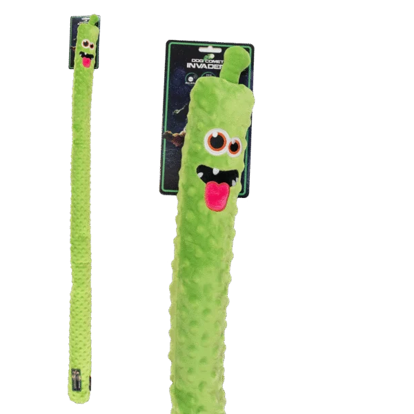 Grande peluche per cani con 3 dispositivi sonori, verde, 150 cm – Dog Comets Invaders XXL