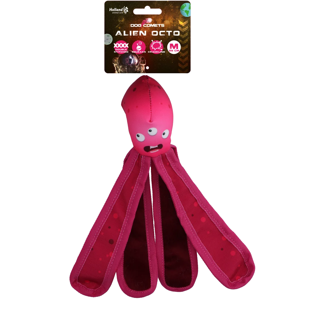 Gioco per cani con squeaker e tentacoli fruscianti, 28 cm, rosa – Dog Comets Alien Octo - immagine 1