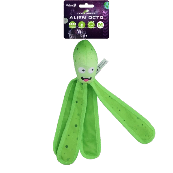 Gioco per cani con squittio e tentacoli fruscianti, M 28 cm, verde – Dog Comets Alien Octo
