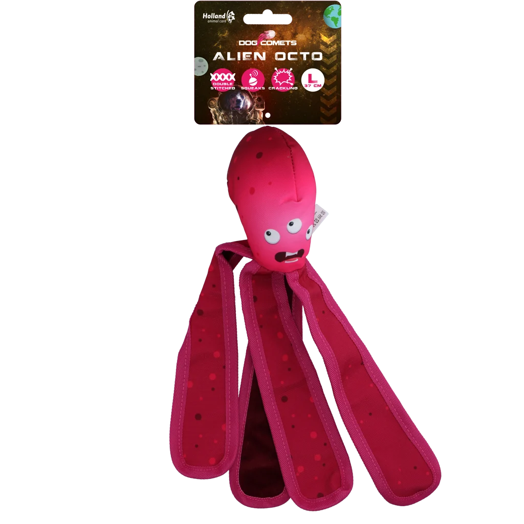 Gioco per cani con squittio e tentacoli fruscianti, L 37 cm, rosa – Dog Comets Alien Octo - immagine 1