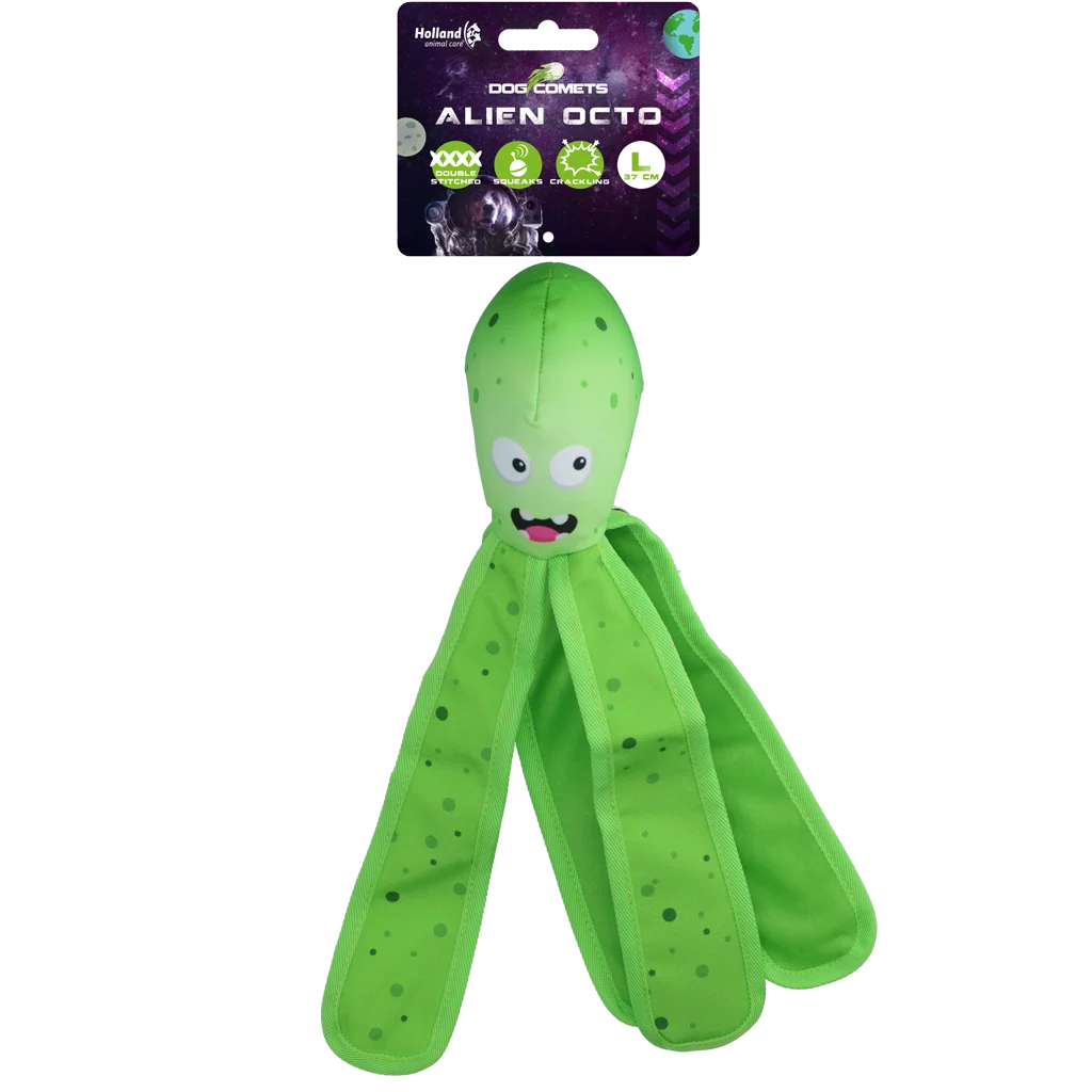 Gioco per cani con squeaker e tentacoli fruscianti, L 37 cm, verde – Dog Comets Alien Octo - immagine 1