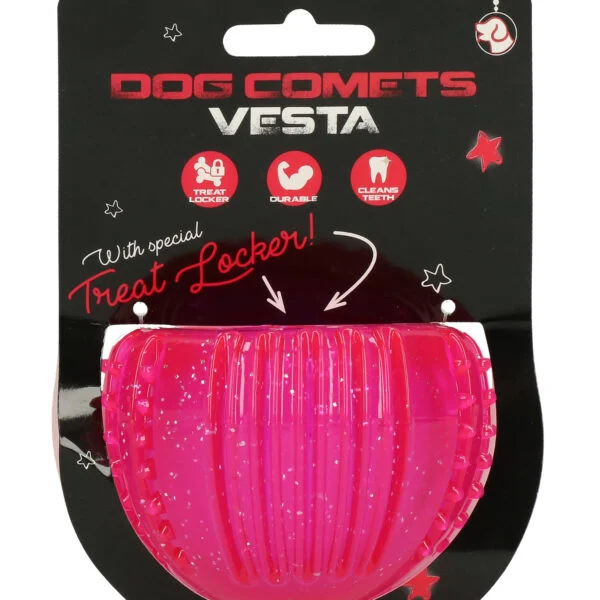 Gioco premiante in gomma TPR, rosa, ø 7 cm – Dog Comets Ceres - Treat Locker