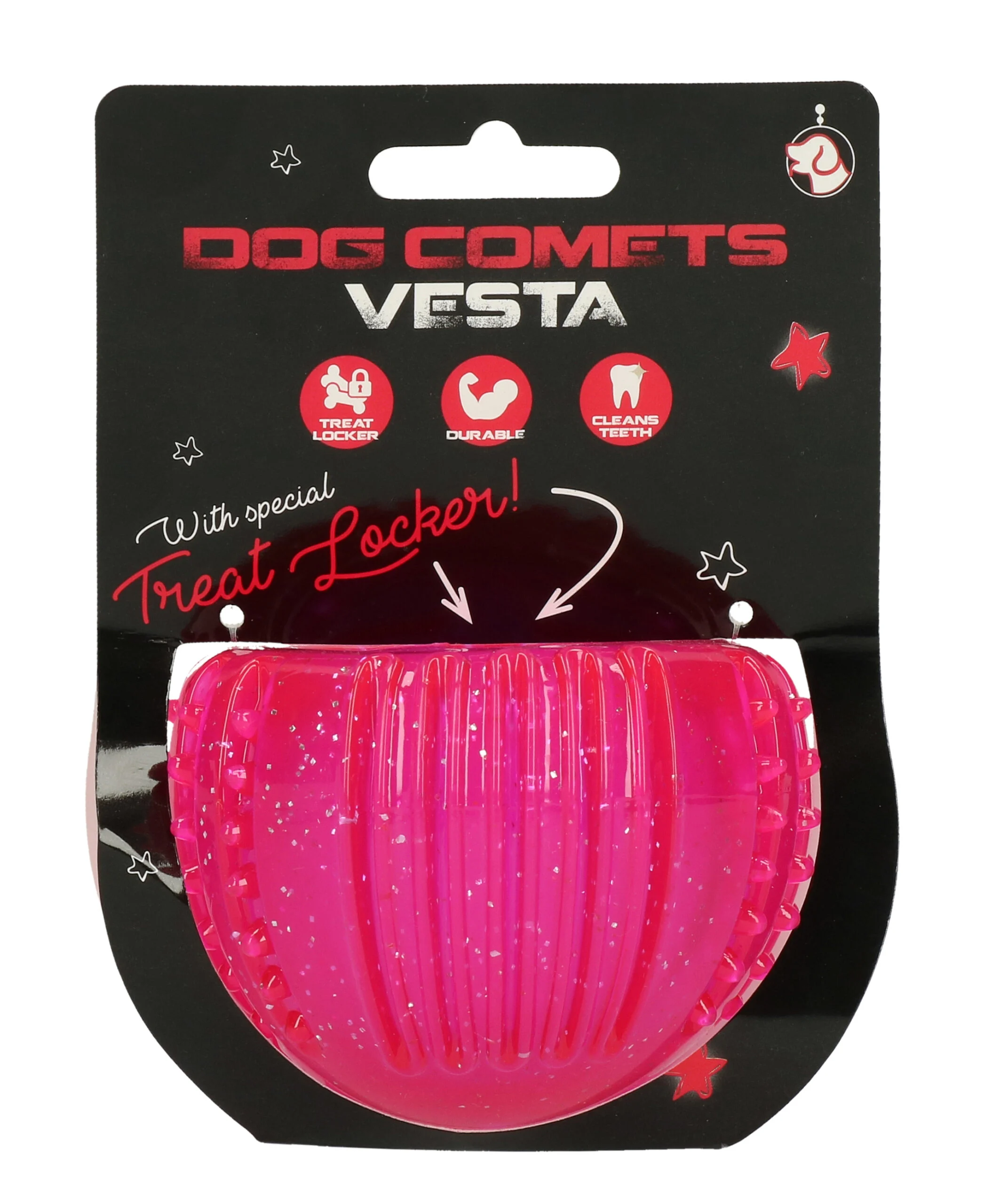 Gioco premiante in gomma TPR, rosa, ø 7 cm – Dog Comets Ceres - Treat Locker - immagine 1