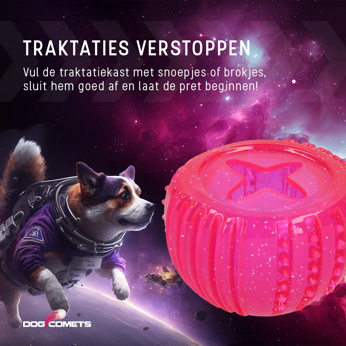 Gioco premiante in gomma TPR, rosa, ø 7 cm – Dog Comets Ceres - Treat Locker - immagine 6