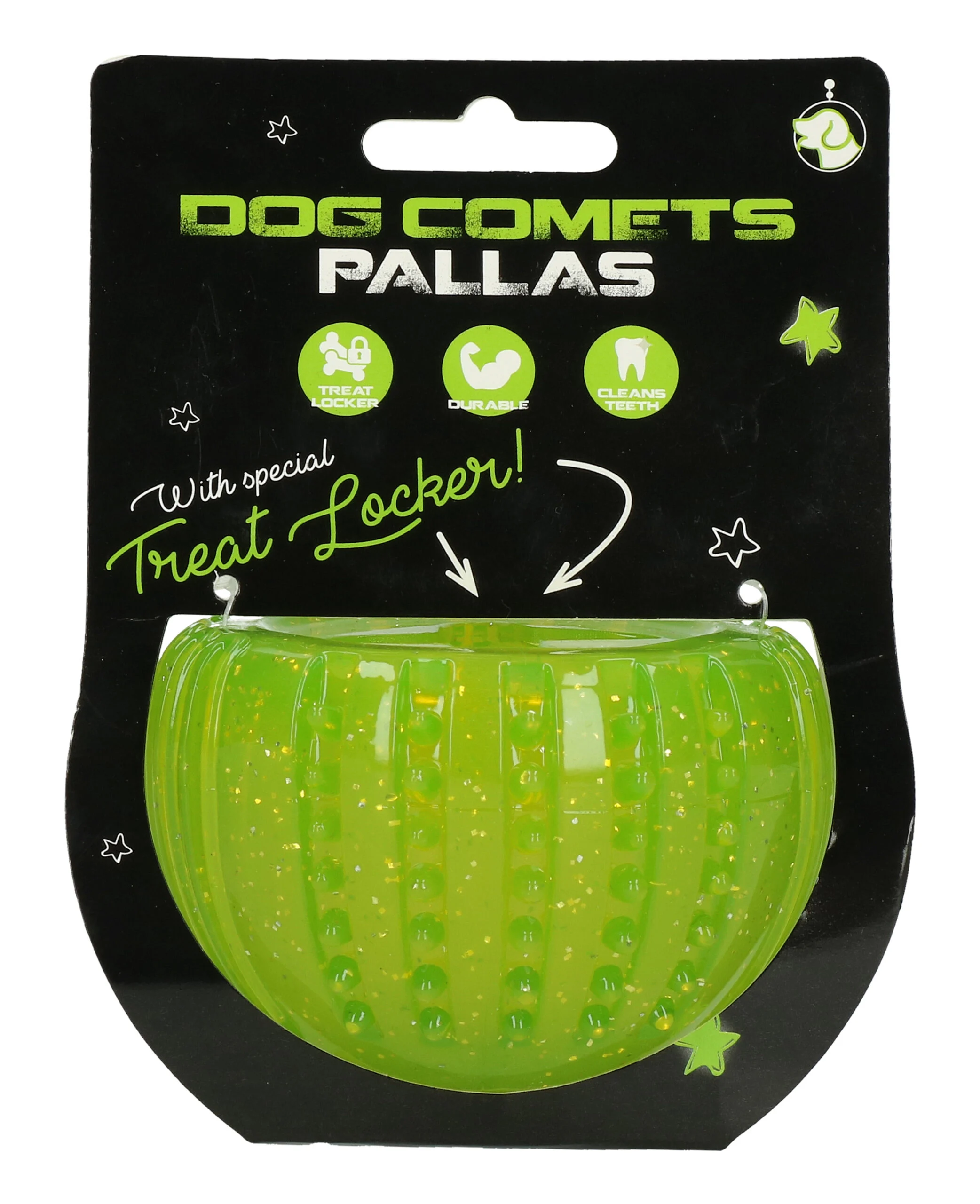 Gioco premio in gomma TPR, verde, ø 7 cm – Dog Comets Ceres - Treat Locker - immagine 1