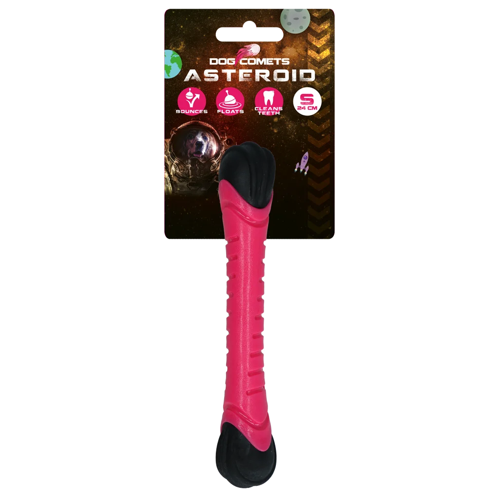 Bastone da riporto per cani con squeaker, 24 cm, rosa – Dog Comets Asteroid - immagine 1