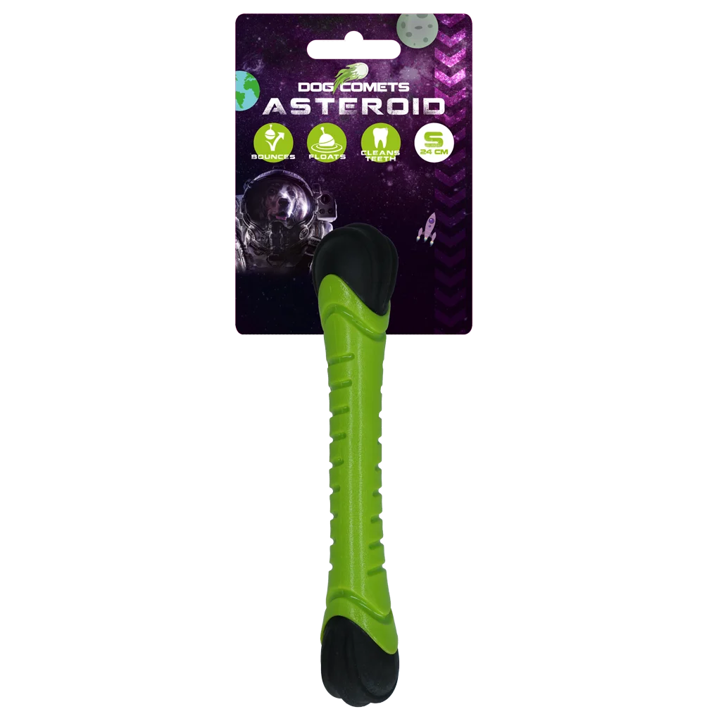 Bastone da lancio per cani con squeaker, 24 cm, verde – Dog Comets Asteroid - immagine 1