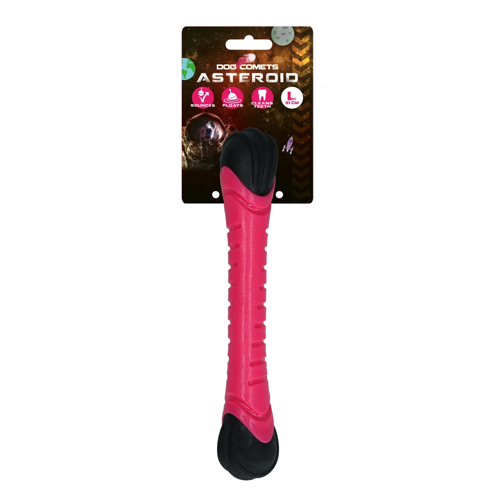 Bastone da lancio per cani con squeaker, 31 cm, rosa – Dog Comets Asteroid - immagine 1