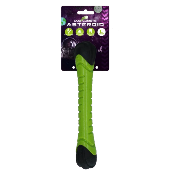 Bastone da riporto con squeaker, verde, L, 31 cm – Dog Comets Asteroid Werpstok
