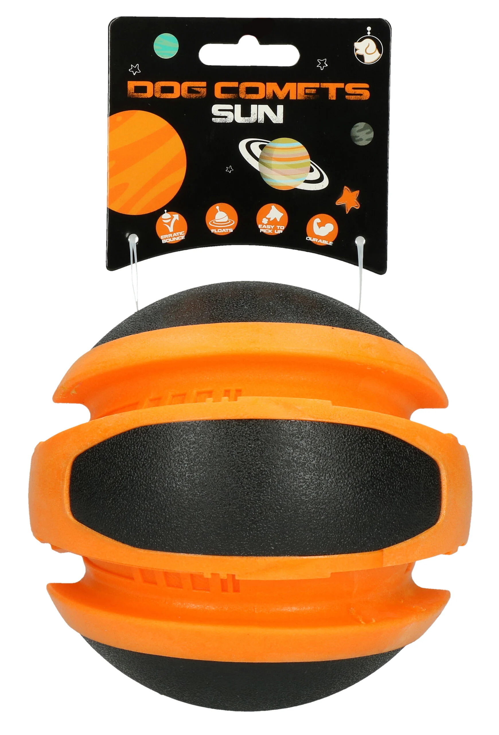 Pallina rimbalzante per cani arancione, 14 cm – Dog Comets Planets - immagine 2