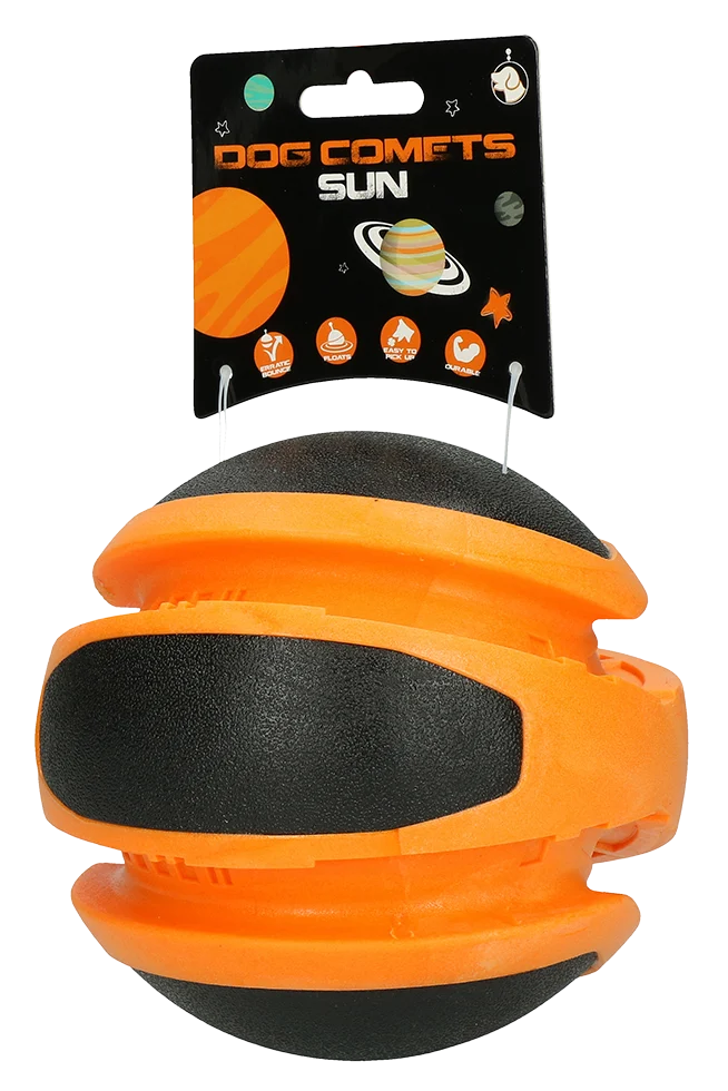 Pallina rimbalzante per cani arancione, 14 cm – Dog Comets Planets - immagine 1