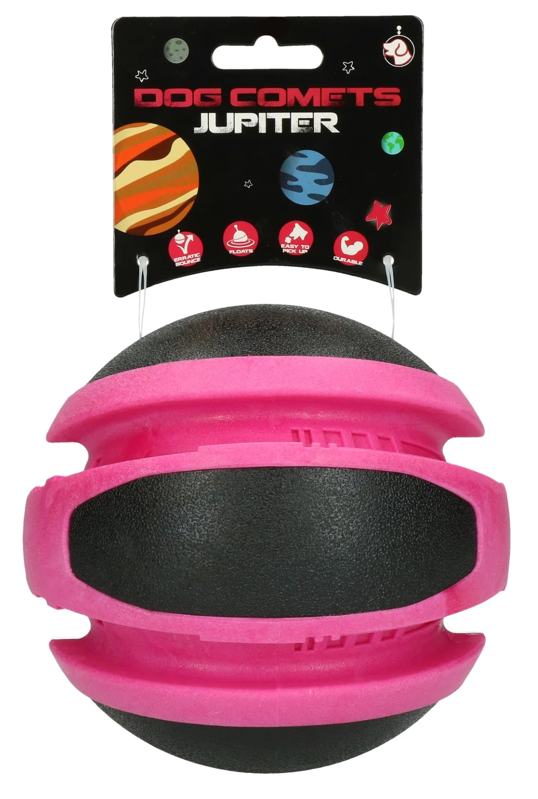 Pallina rimbalzante per cani rosa, 14 cm – Dog Comets Planets - immagine 2