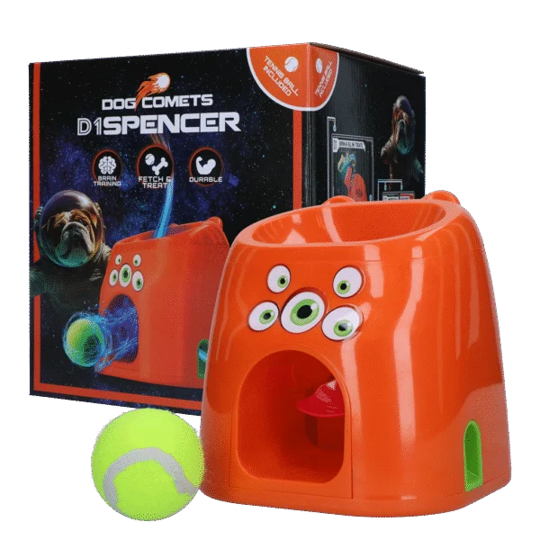Gioco da riporto con premio snack, include 1 pallina da tennis – Dog Comets D1spencer Fetch and Treat