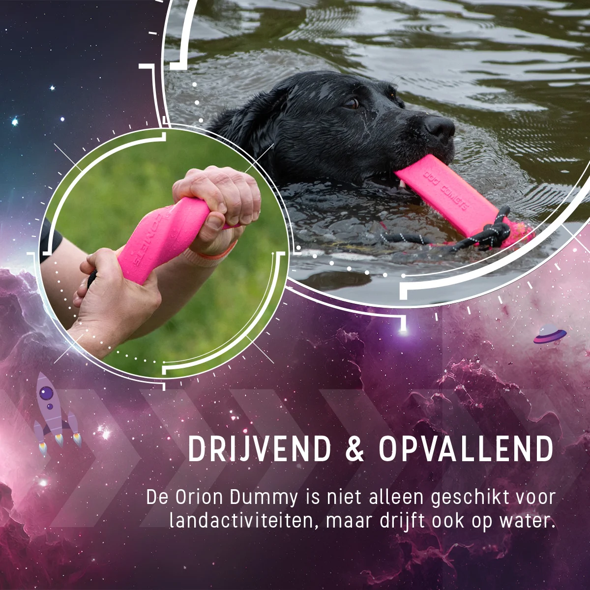 Riportello con corda, galleggiante, 20 x 4 x 4 cm, rosa – Dog Comets Orion - immagine 6