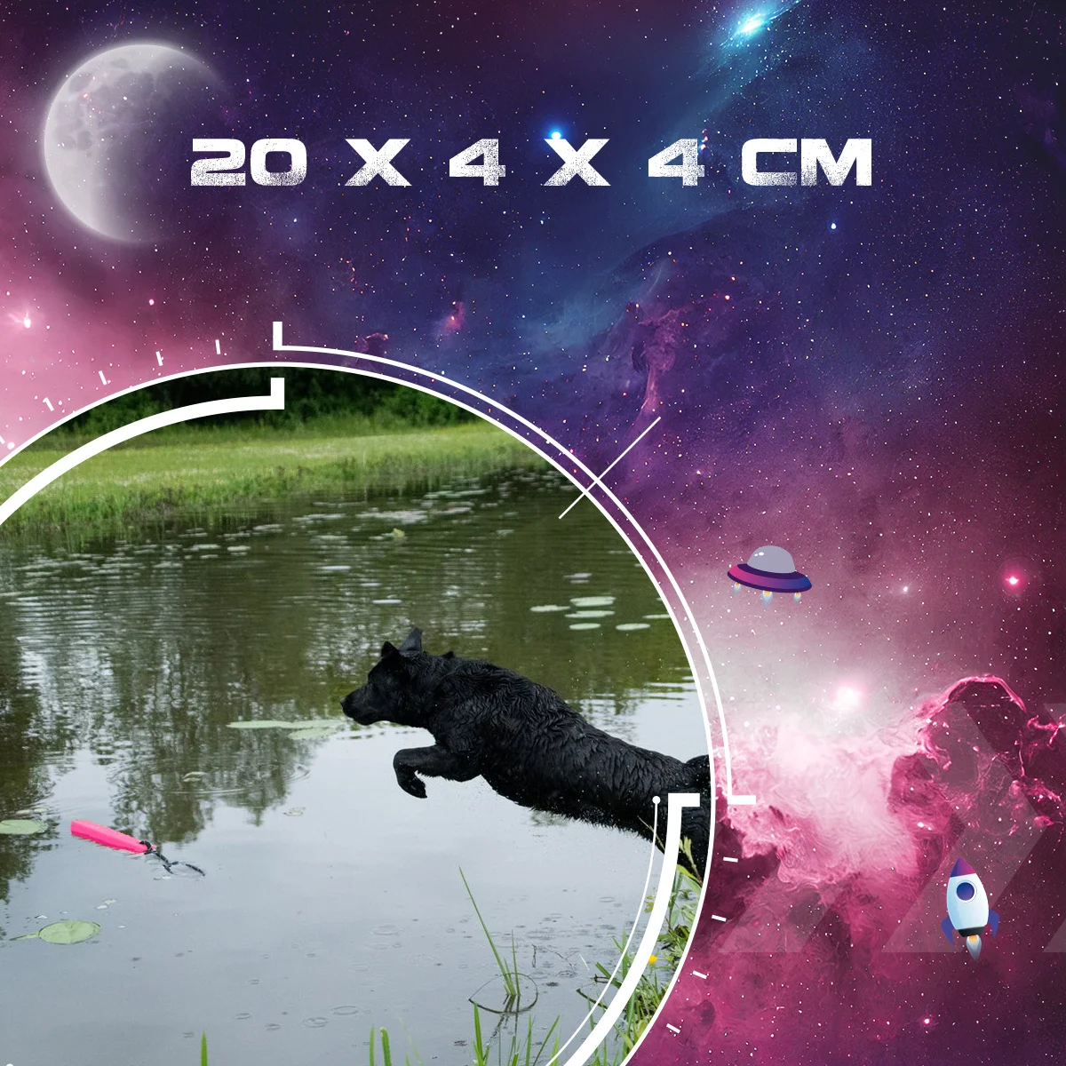 Riportello con corda, galleggiante, 20 x 4 x 4 cm, rosa – Dog Comets Orion - immagine 4