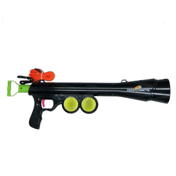 Lanciapalline per cani con 2 palline da tennis, taglia M, 61 × 18 cm – Dog Comets Comet Launcher