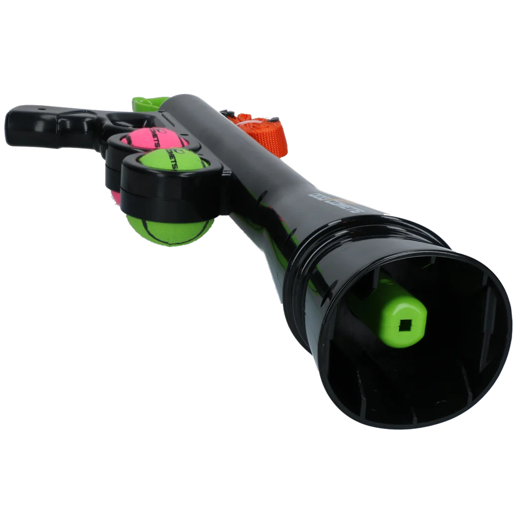 Lanciapalline per cani con 2 palline da tennis, taglia M, 61 × 18 cm – Dog Comets Comet Launcher - immagine 3