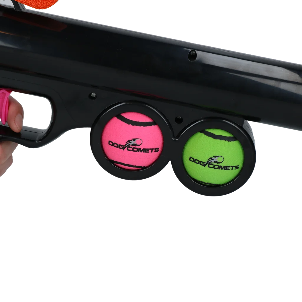Lanciapalline per cani con 2 palline da tennis, taglia M, 61 × 18 cm – Dog Comets Comet Launcher - immagine 4