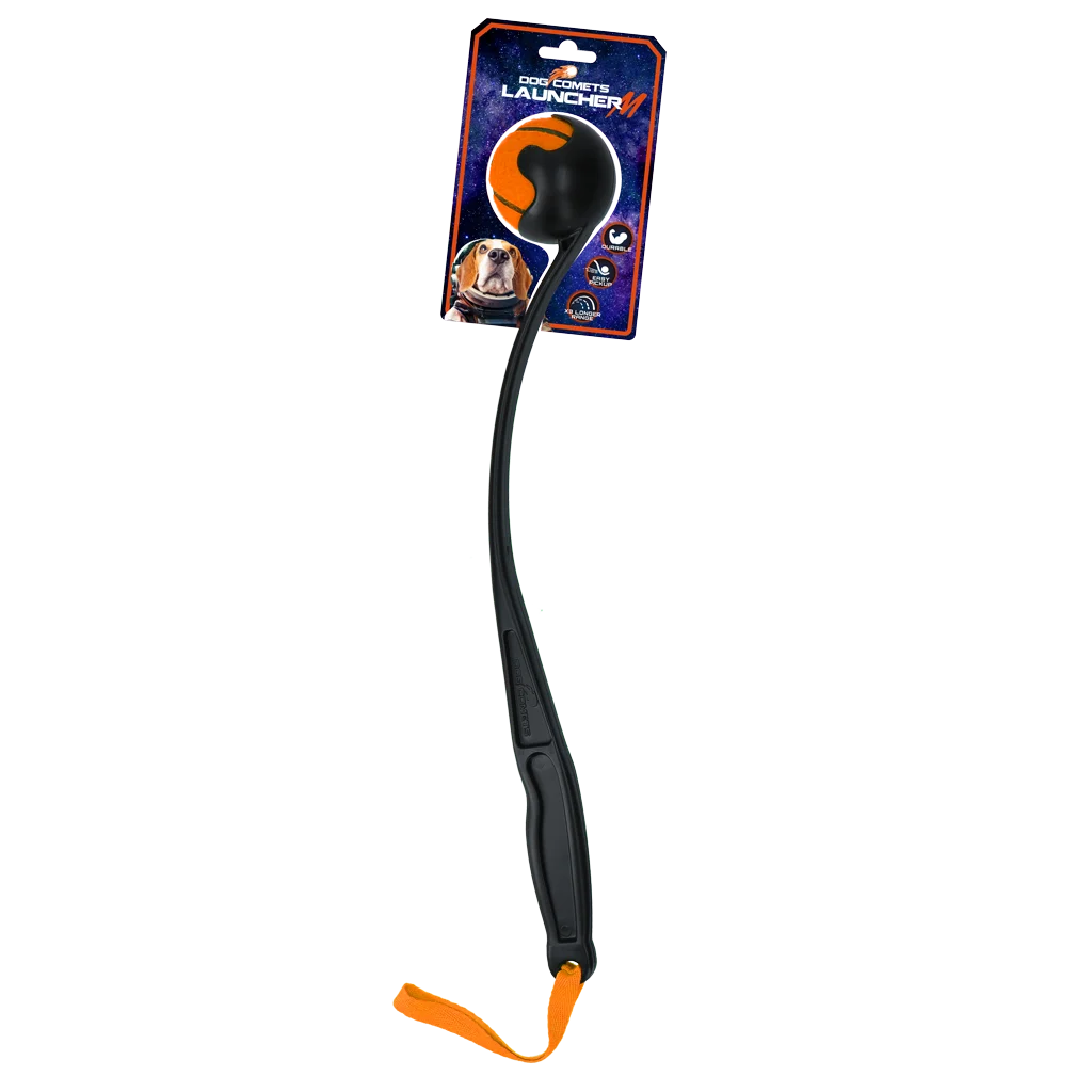Lanciapalline per cani con pallina da tennis M, 48 cm, arancione – Dog Comets Launcher - immagine 1