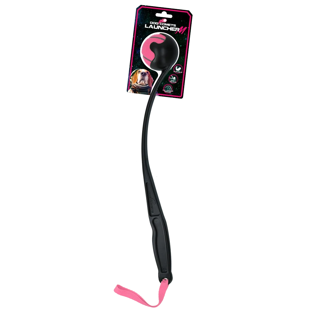 Lanciallina per cani con pallina da tennis M, 48 cm, rosa – Dog Comets Launcher - immagine 1