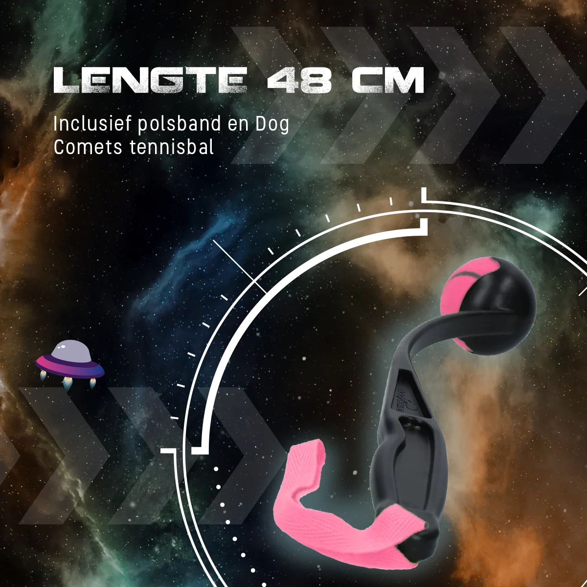 Lanciallina per cani con pallina da tennis M, 48 cm, rosa – Dog Comets Launcher - immagine 5