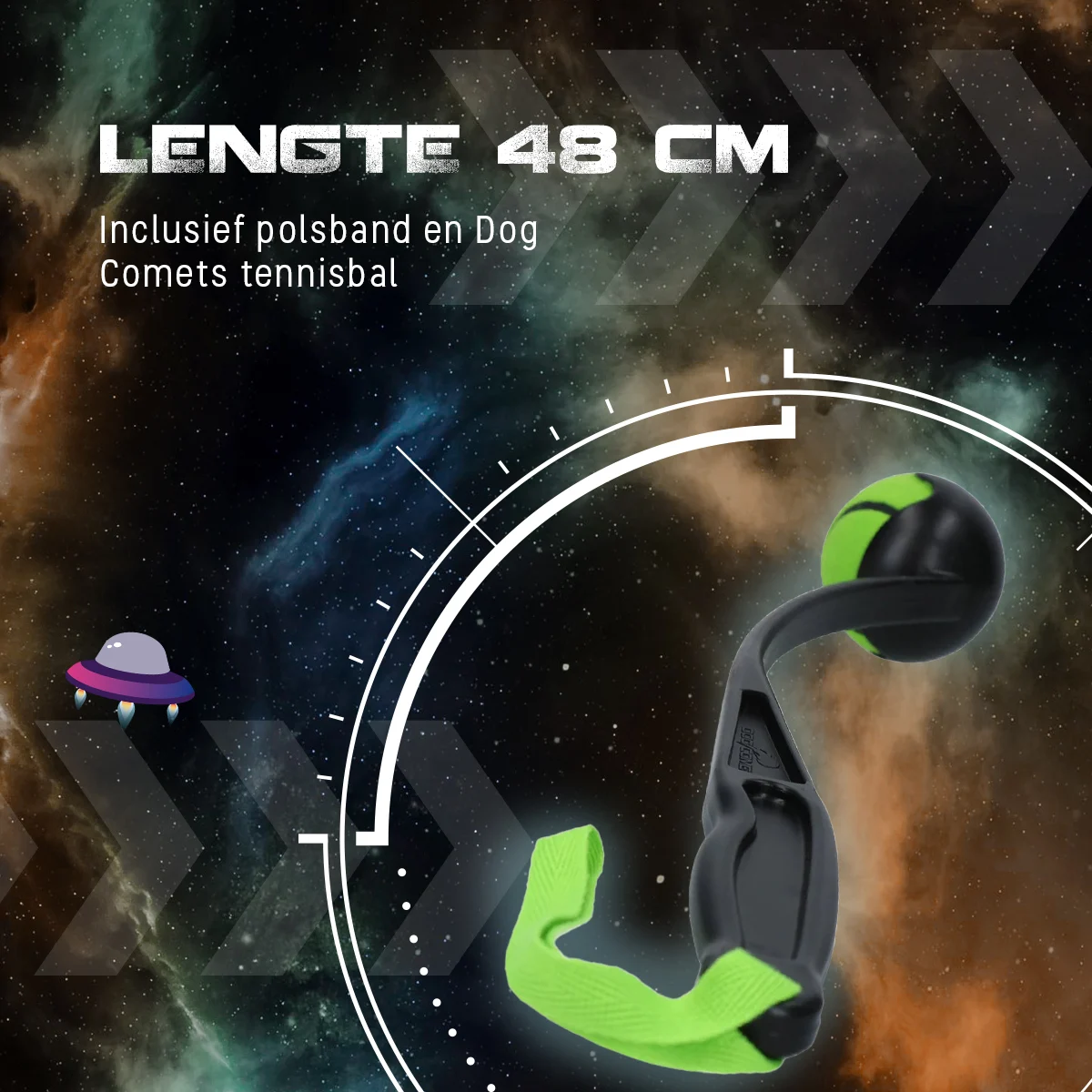 Lancia palline per cani con pallina da tennis M, 48 cm, verde – Dog Comets Launcher - immagine 5