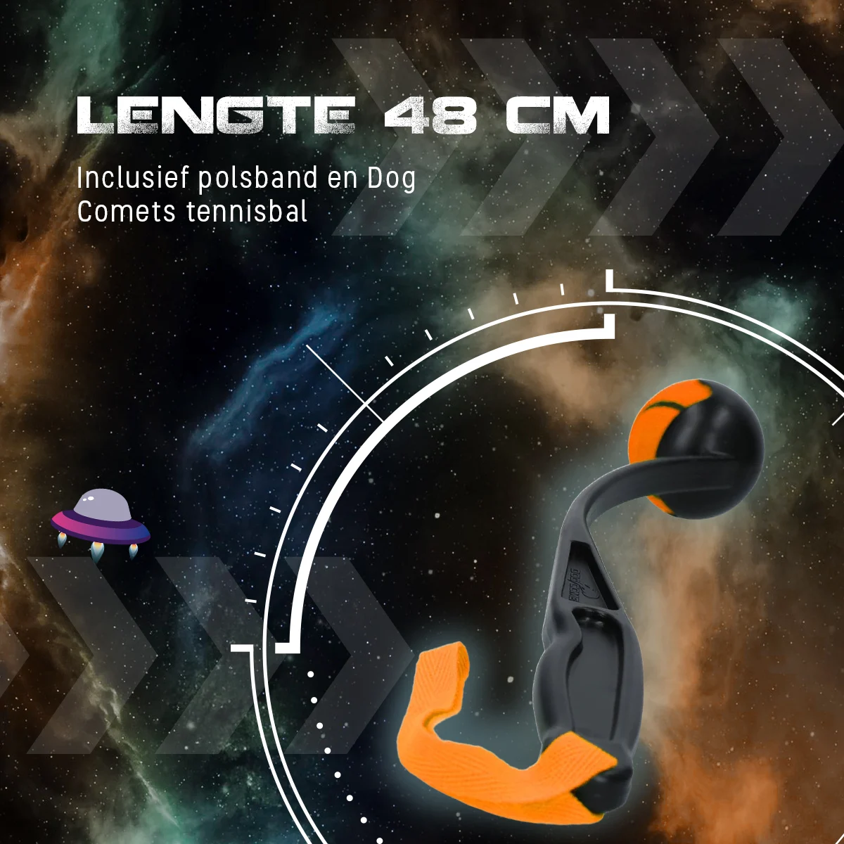 Lanciapalline per cani con pallina da tennis M, 48 cm, arancione – Dog Comets Launcher - immagine 5
