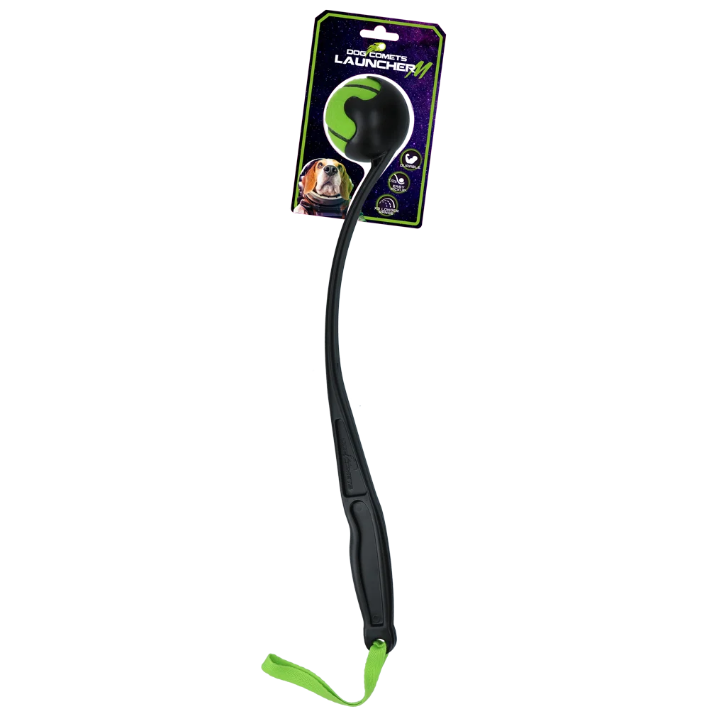 Lancia palline per cani con pallina da tennis M, 48 cm, verde – Dog Comets Launcher - immagine 1
