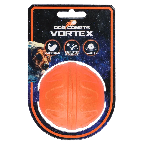 Palla per cani con rimbalzo imprevedibile, galleggiante, arancione – Dog Comets Vortex