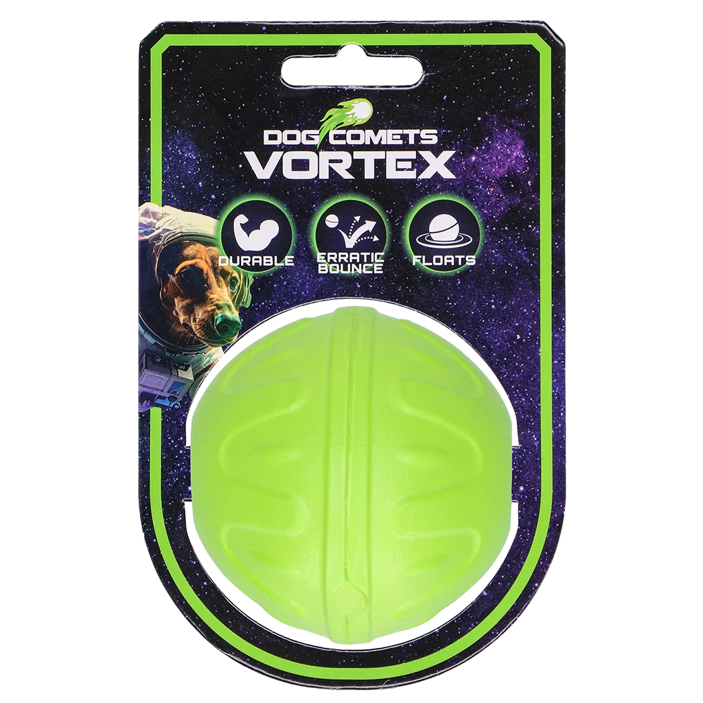 Palla per cani con rimbalzo imprevedibile, galleggiante, verde – Dog Comets Vortex - immagine 1