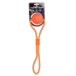 Palla per cani con corda riflettente, galleggiante, arancione – Dog Comets Vortex Loop