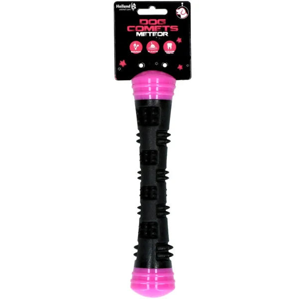 Bastone da riporto in gomma con squeaker, S 23 cm, rosa – Dog Comets Meteor