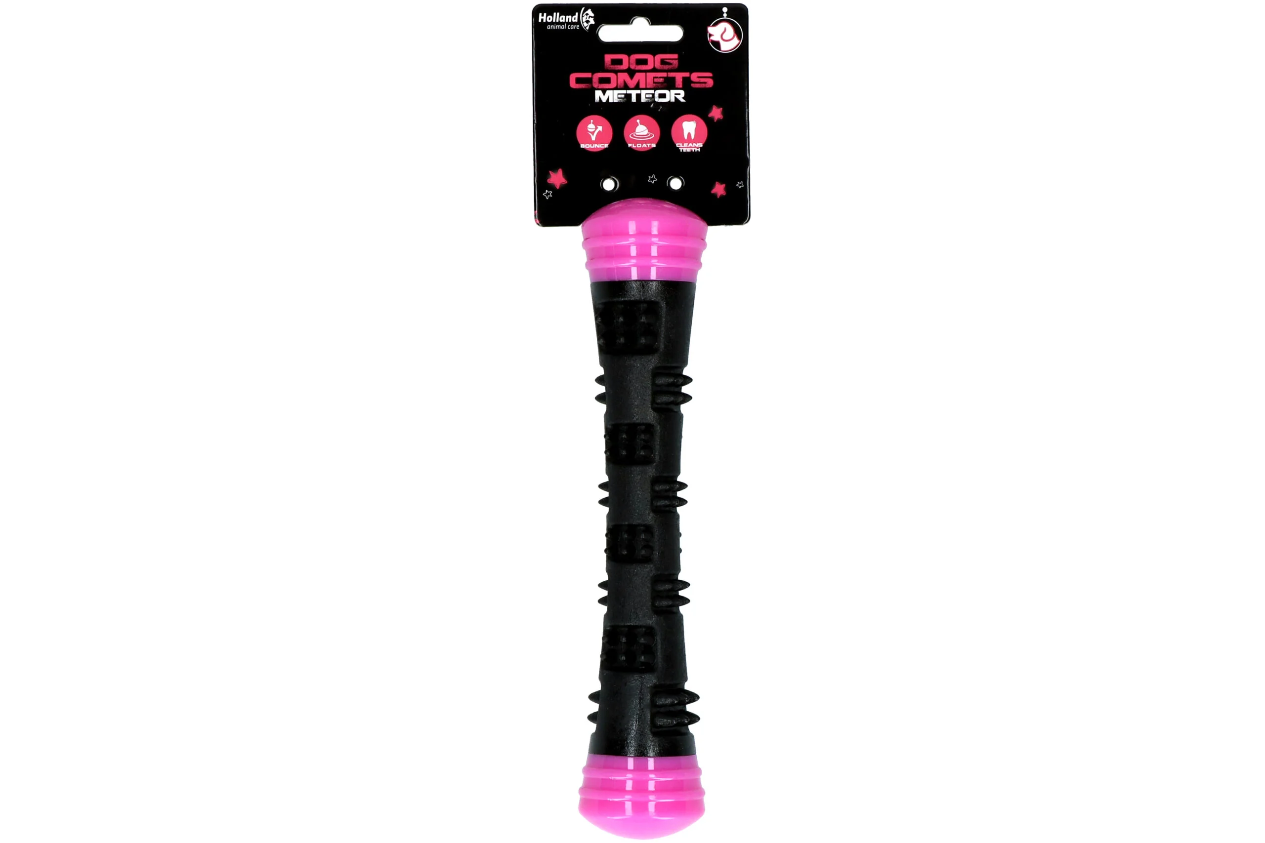 Bastone da riporto in gomma con squeaker, S 23 cm, rosa – Dog Comets Meteor - immagine 1