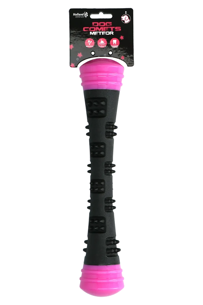 Bastone da riporto in gomma con squeaker, L 32 cm, rosa – Dog Comets Meteor - immagine 1