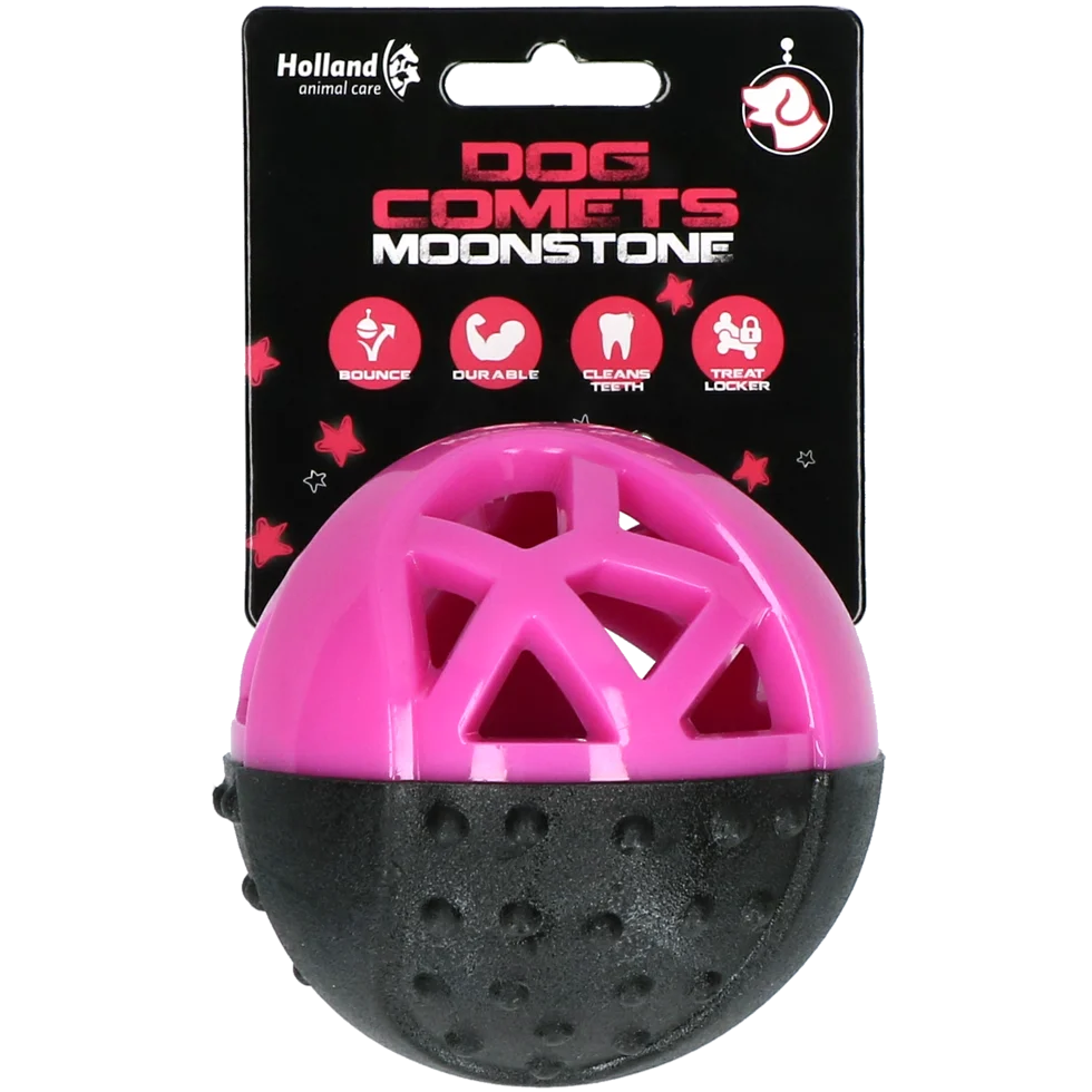 Palla porta snack in gomma con squeaker, rosa – Dog Comets Moonstone - immagine 1