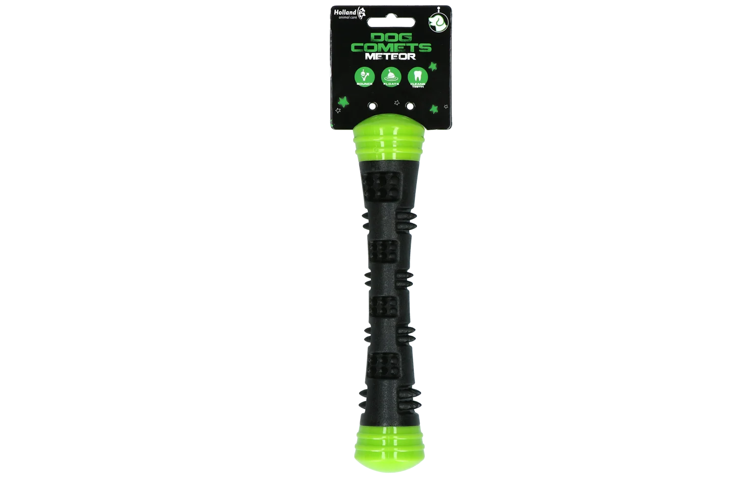 Bastone da riporto in gomma con squeaker, S 23 cm, verde – Dog Comets Meteor - immagine 1