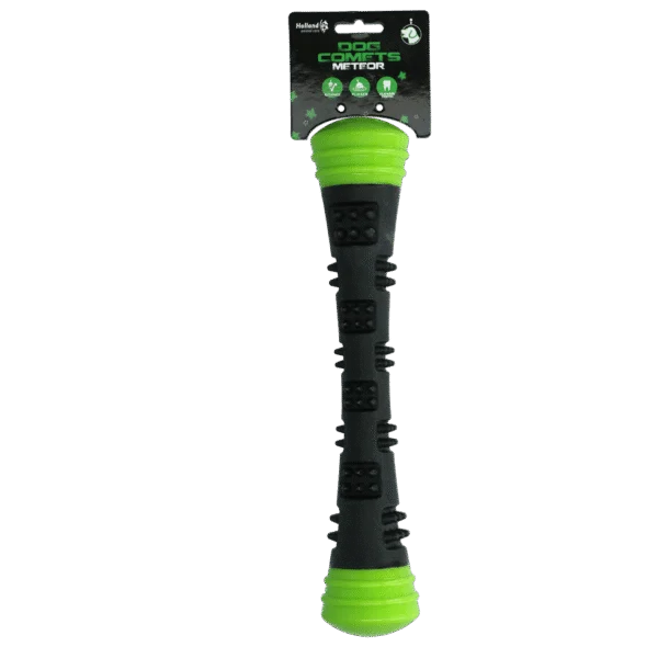 Bastone da riporto in gomma con squeaker L, 32 cm, verde – Dog Comets Meteor