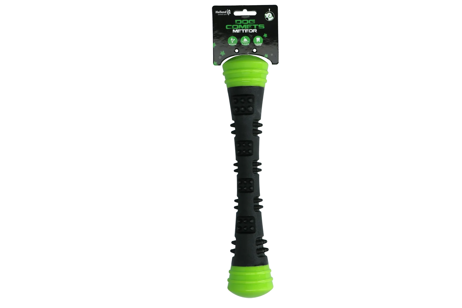 Bastone da riporto in gomma con squeaker L, 32 cm, verde – Dog Comets Meteor - immagine 1