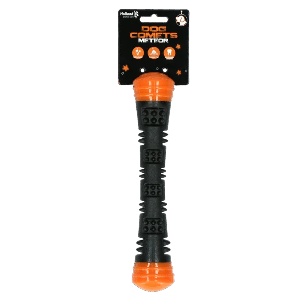 Bastone da riporto in gomma con squeaker, S 23 cm, arancione – Dog Comets Meteor