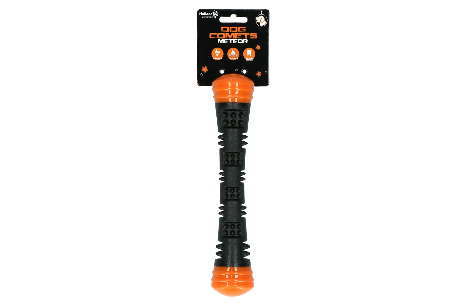 Bastone da riporto in gomma con squeaker, S 23 cm, arancione – Dog Comets Meteor - immagine 1