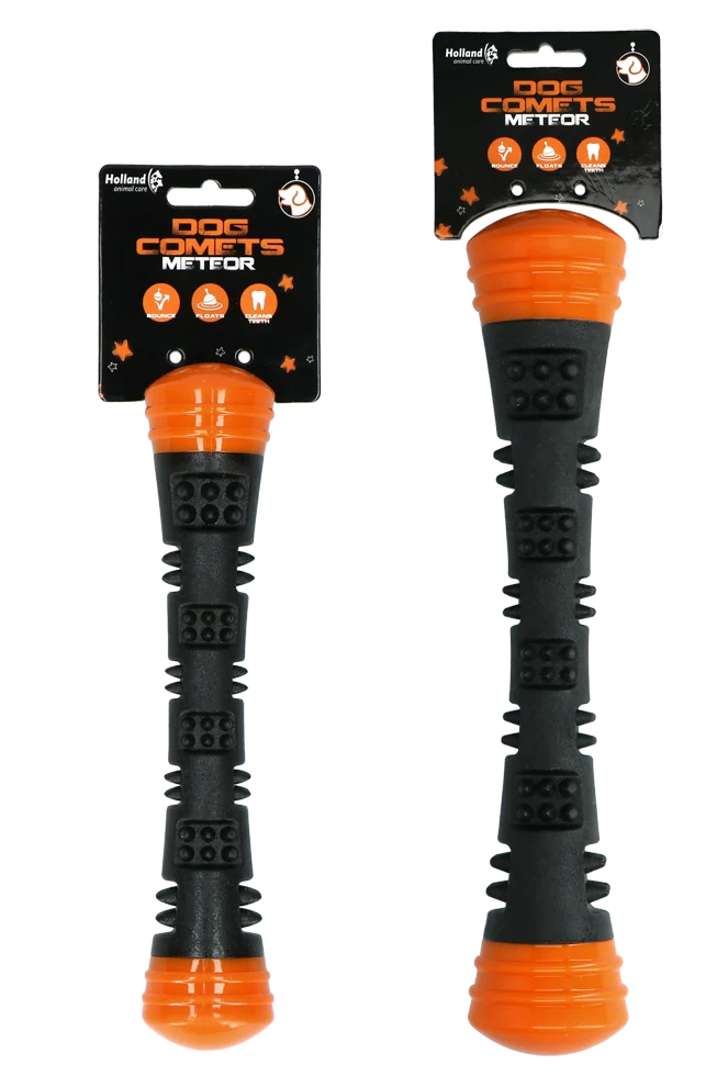 Bastone da riporto in gomma con squeaker, L 32 cm, arancione – Dog Comets Meteor - immagine 5