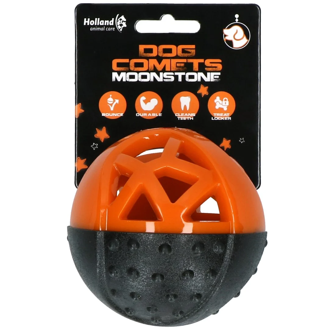 Palla per snack in gomma con squeaker, arancione – Dog Comets Moonstone - immagine 1