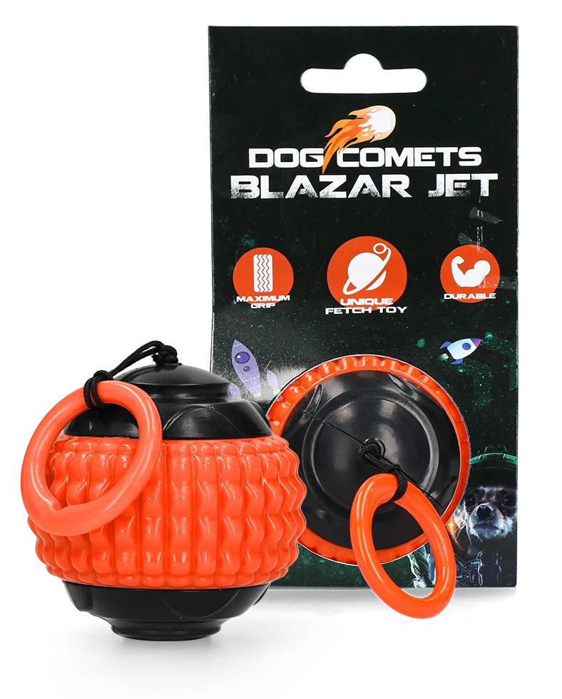 Palla per cani con cordino retrattile, arancione – Dog Comets Blazar Jet - immagine 1