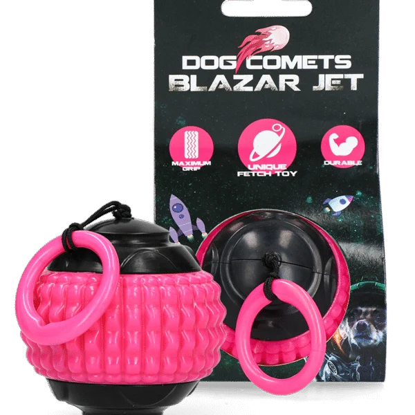 Palla per cani con cordicella riavvolgibile rosa – Dog Comets Blazar Jet