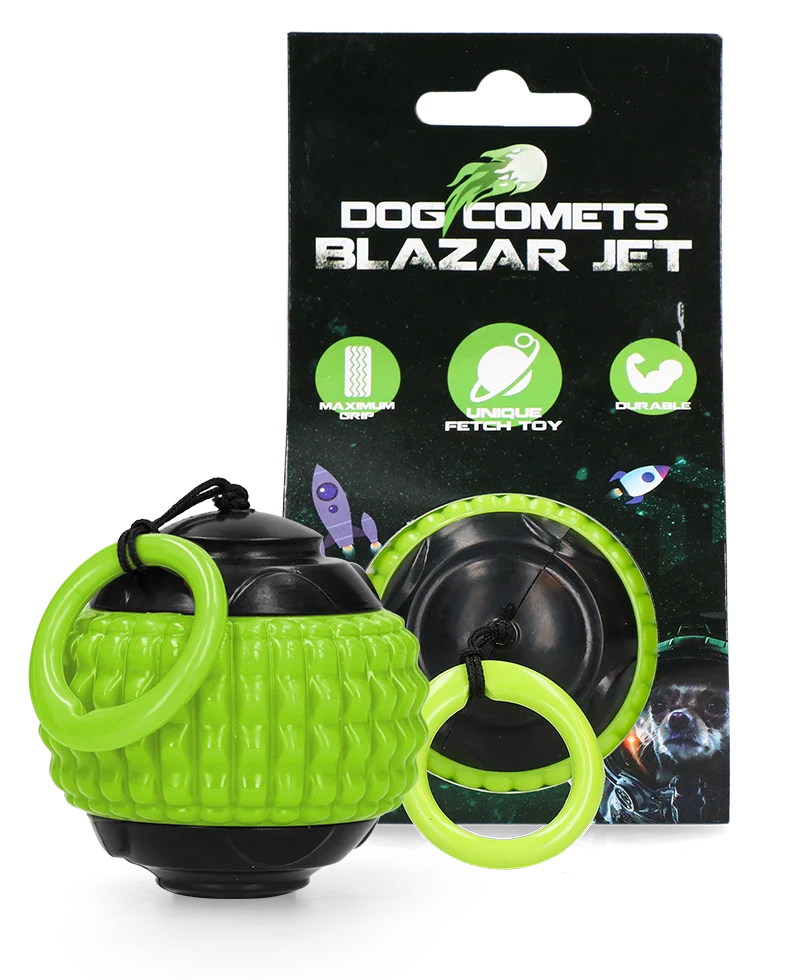 Palla per cani con cordino retrattile verde – Dog Comets Blazar Jet - immagine 1