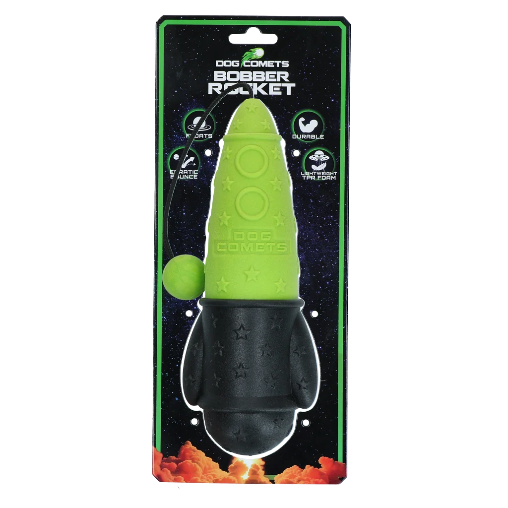 Gioco da riporto con corda, galleggiante, Ø 65 x 235 mm, verde – Dog Comets Bobber Rocket - immagine 1